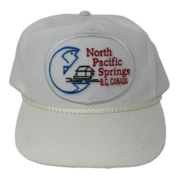 Vintage North Pacific Springs b.c. Canada No Problem Rope Cap Hat Snapback White - Picture 13 of 13
